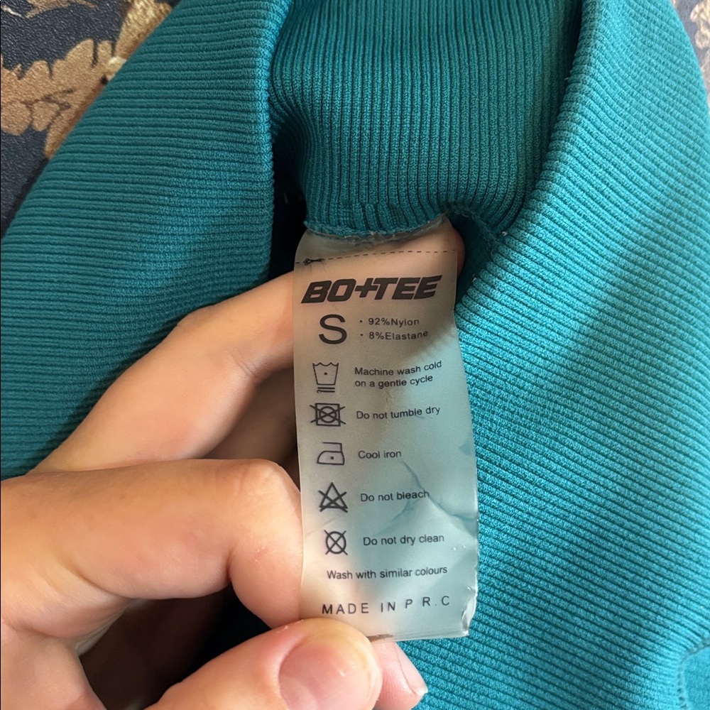 Bo+Tee Women's Ribbed Drawstring Active Mini Shorts Teal Size S - Picture 4 of 4